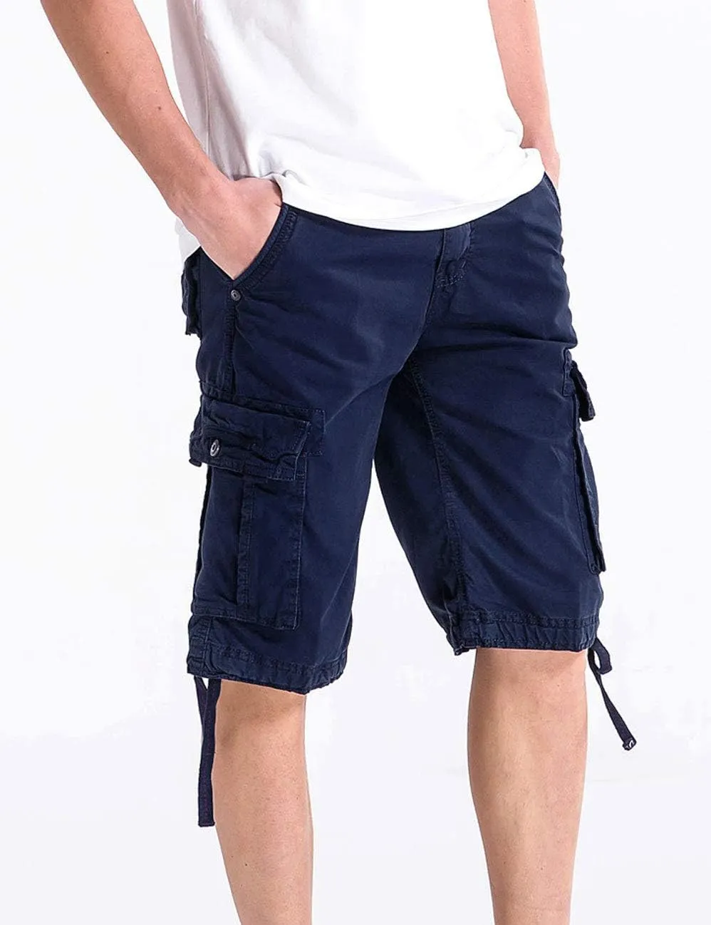 WenVen Men's Cotton Twill Cargo Shorts Classic Relaxed Fit- Reg and Big & Tall Sizes