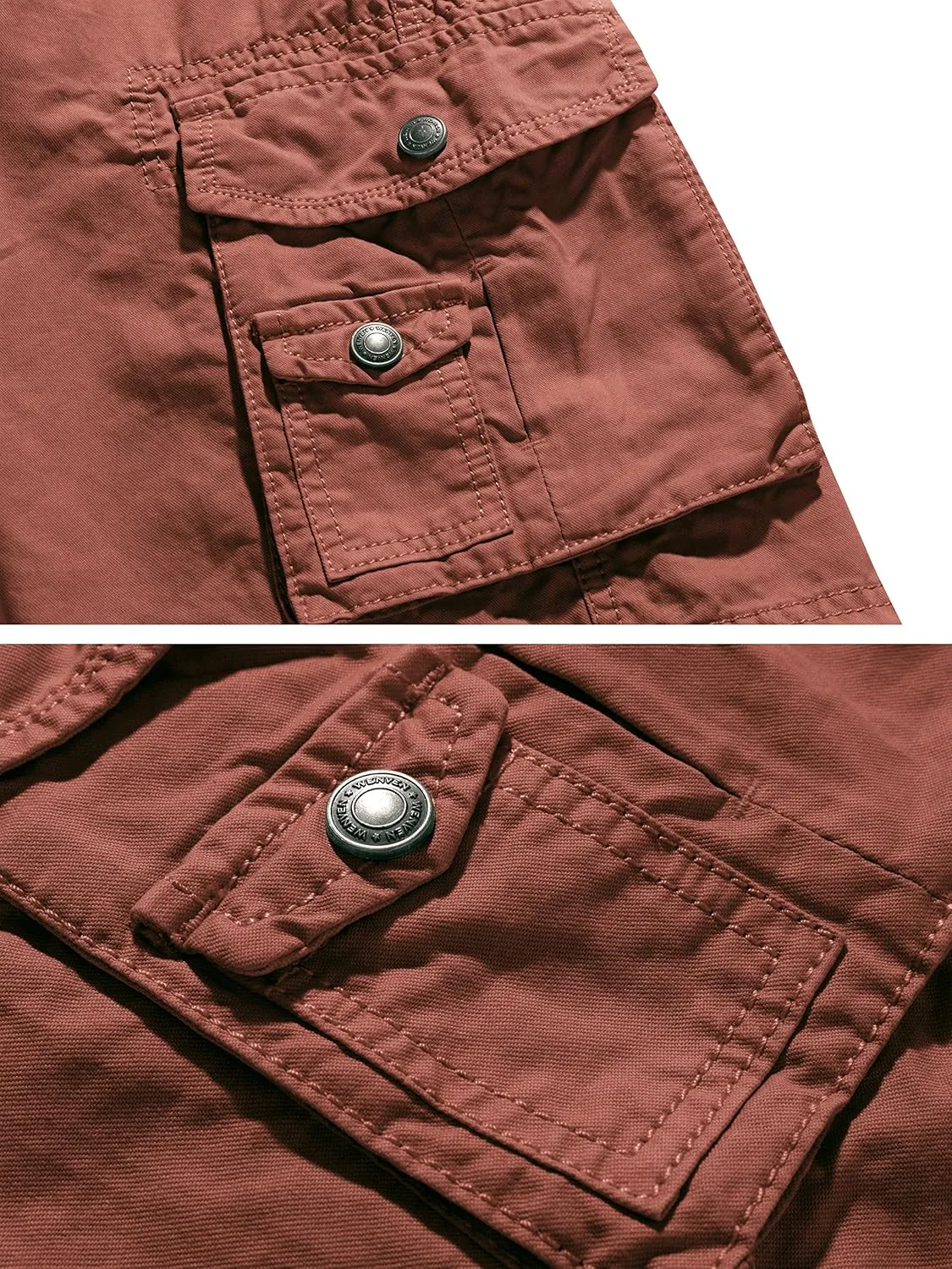 WenVen Men's Cotton Twill Cargo Shorts Classic Relaxed Fit- Reg and Big & Tall Sizes