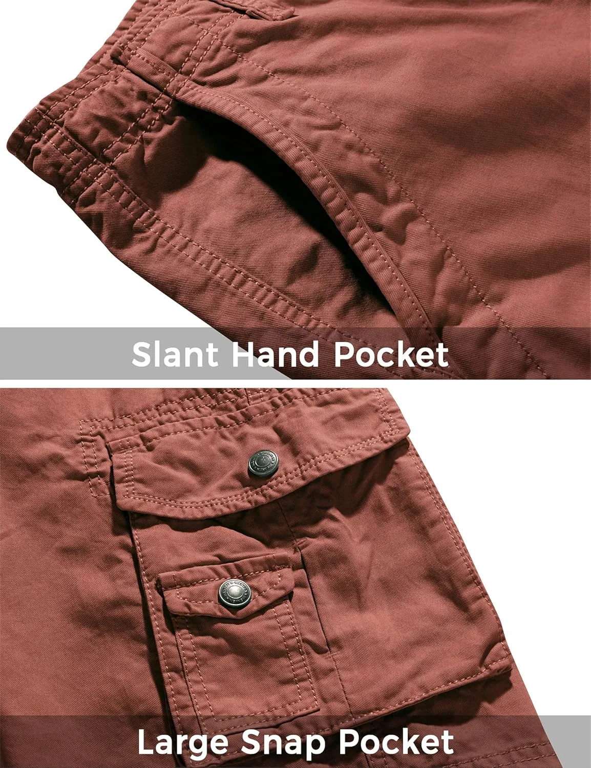 WenVen Men's Cotton Twill Cargo Shorts Classic Relaxed Fit- Reg and Big & Tall Sizes