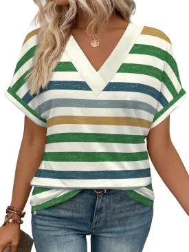 WIHOLL Womens Summer Tops Short Dolman Sleeve Shirts 2025 Fashion V Neck Outfits Clothes