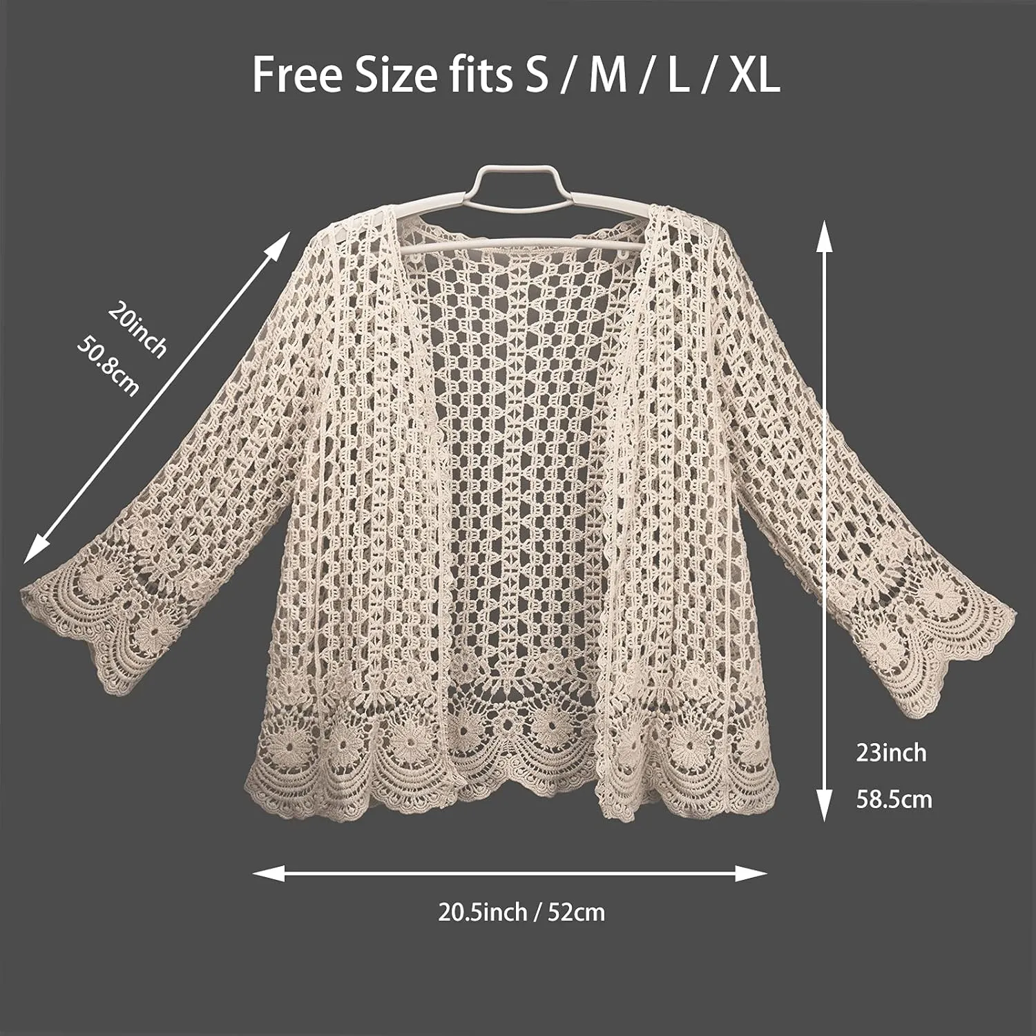 Womens Boho Open Front Cardigan Long Sleeve Loose Knit Lightweight Sweaters