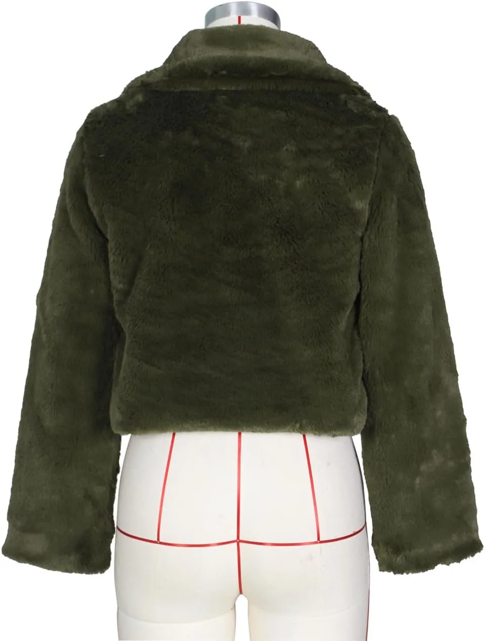 Women's Fluffy Faux Fur Outerwear Lapel Open Front Cropped Coats