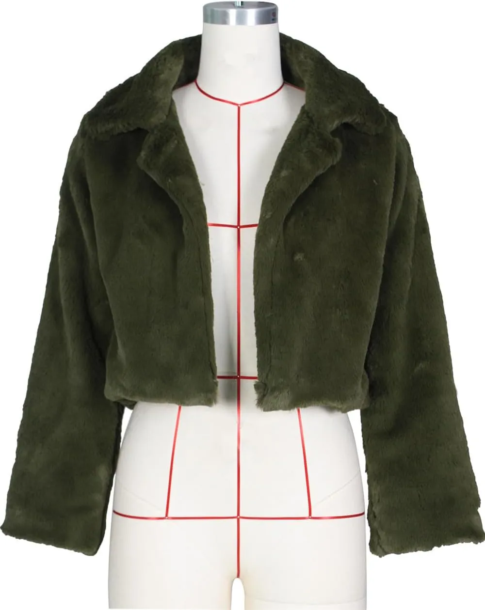 Women's Fluffy Faux Fur Outerwear Lapel Open Front Cropped Coats