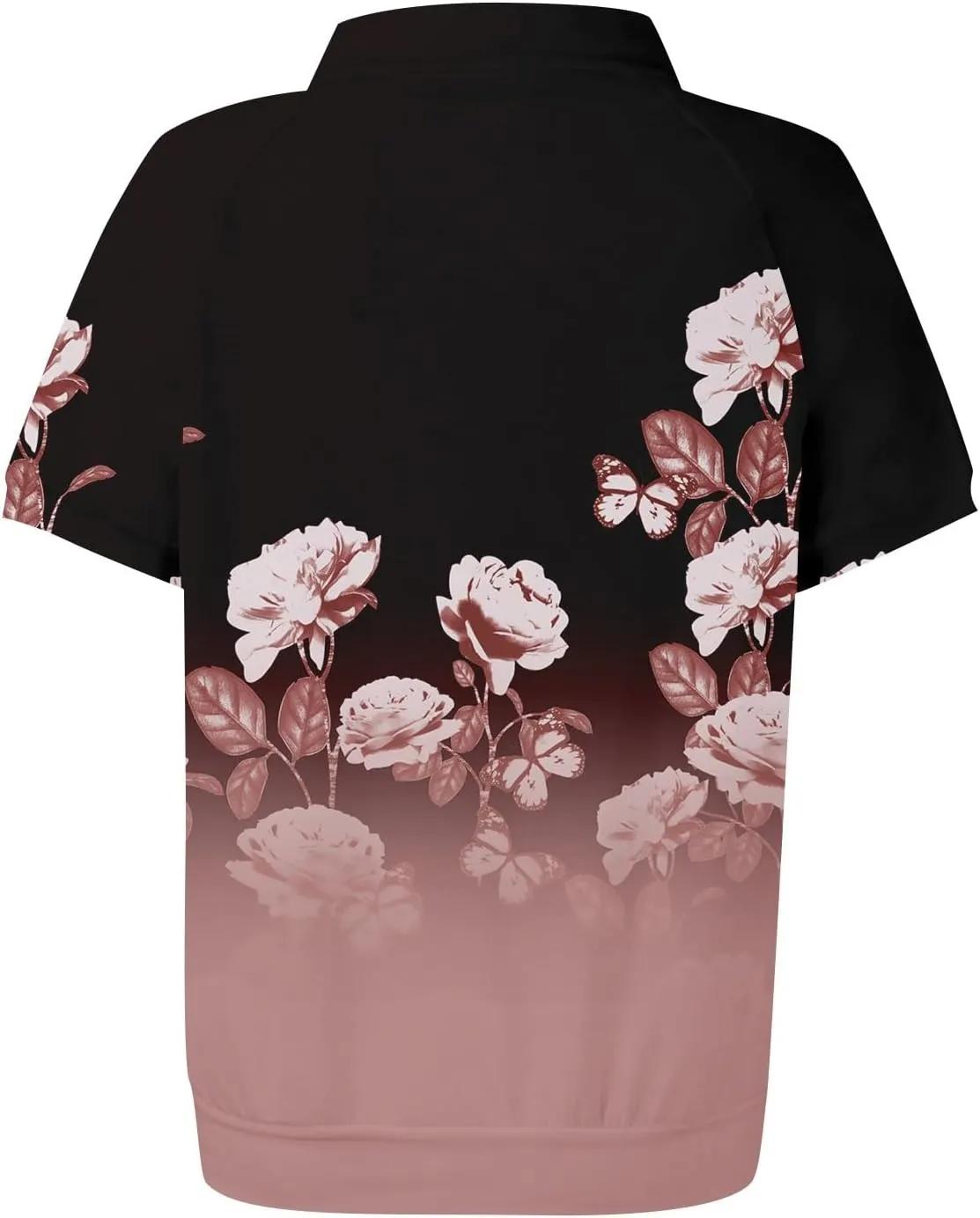 Womens Short Sleeve Tops Spring Button Down Polo Neck Shirts Lightweight Blouses Floral Print Outfits