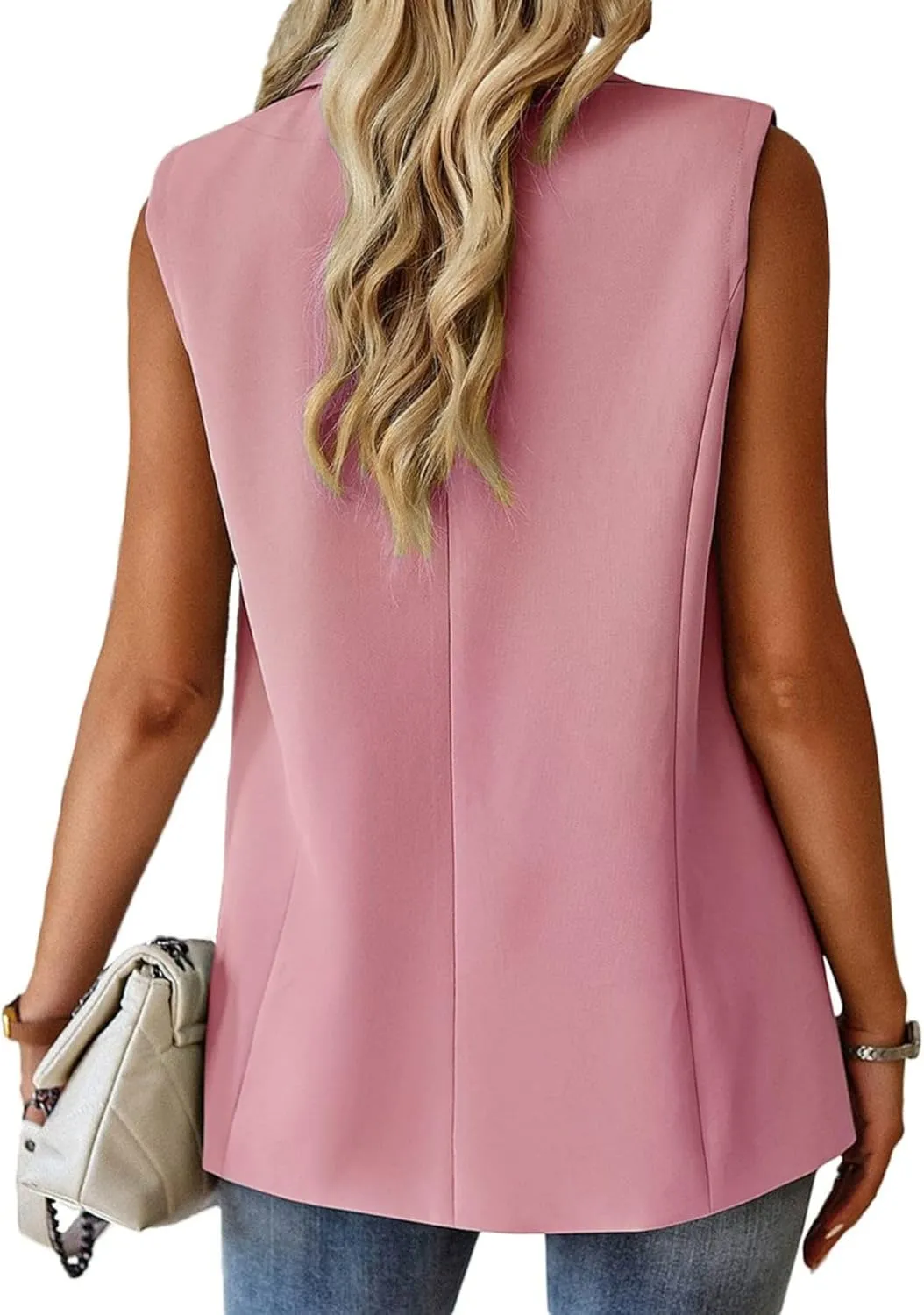 Womens Sleeveless Vest V-Neck Fashion Dressy Casual Open Front Trench Coat Jacket Cardigan Vests with Pockets