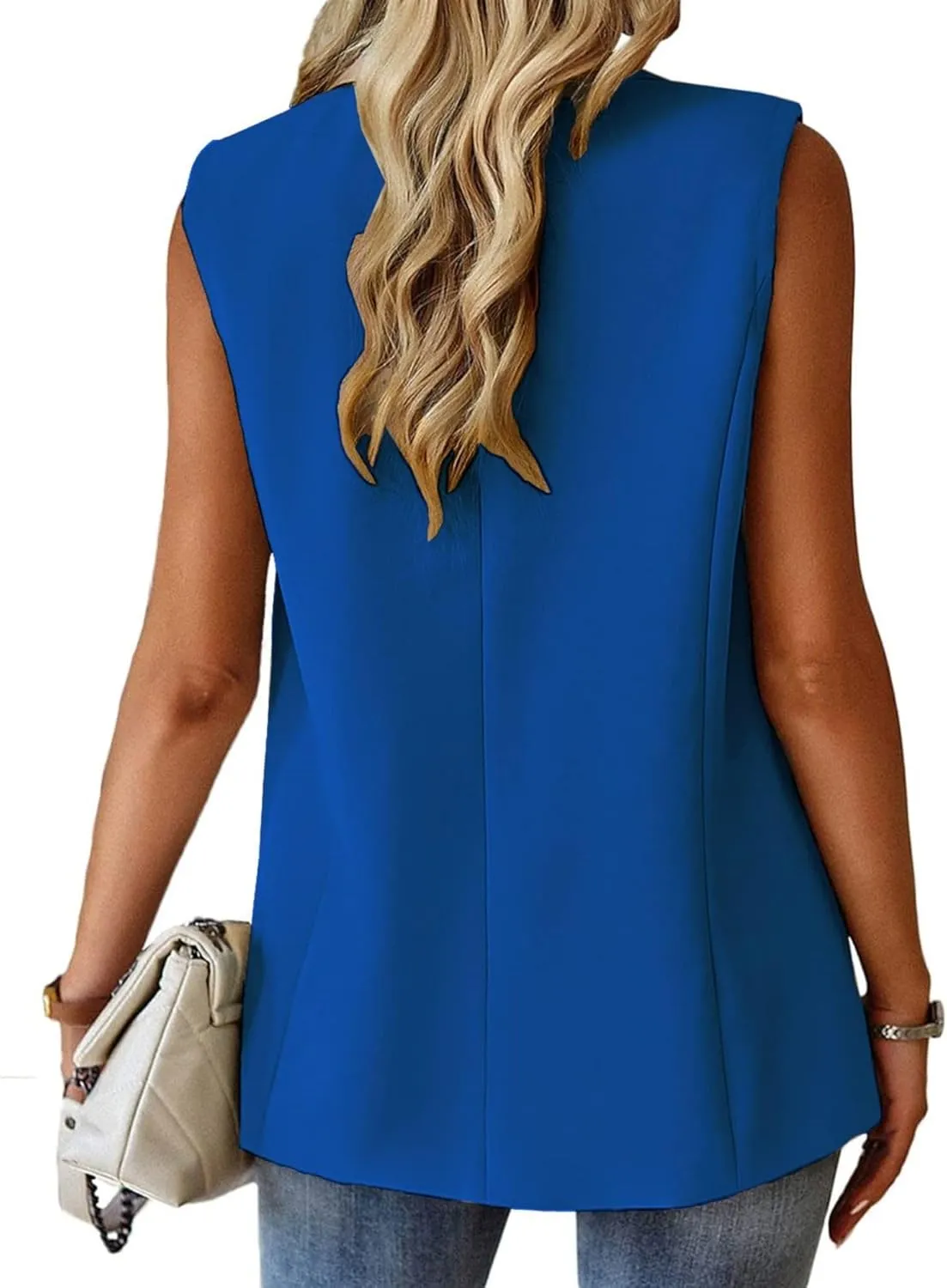 Womens Sleeveless Vest V-Neck Fashion Dressy Casual Open Front Trench Coat Jacket Cardigan Vests with Pockets