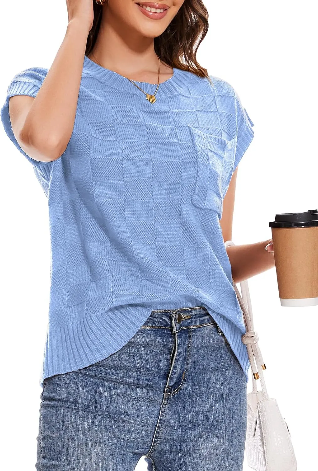Womens Sweaters Sleeveless Summer Tank Tops Casual Knit Sweater Vest Crewneck Loose Fit Pullover 2025