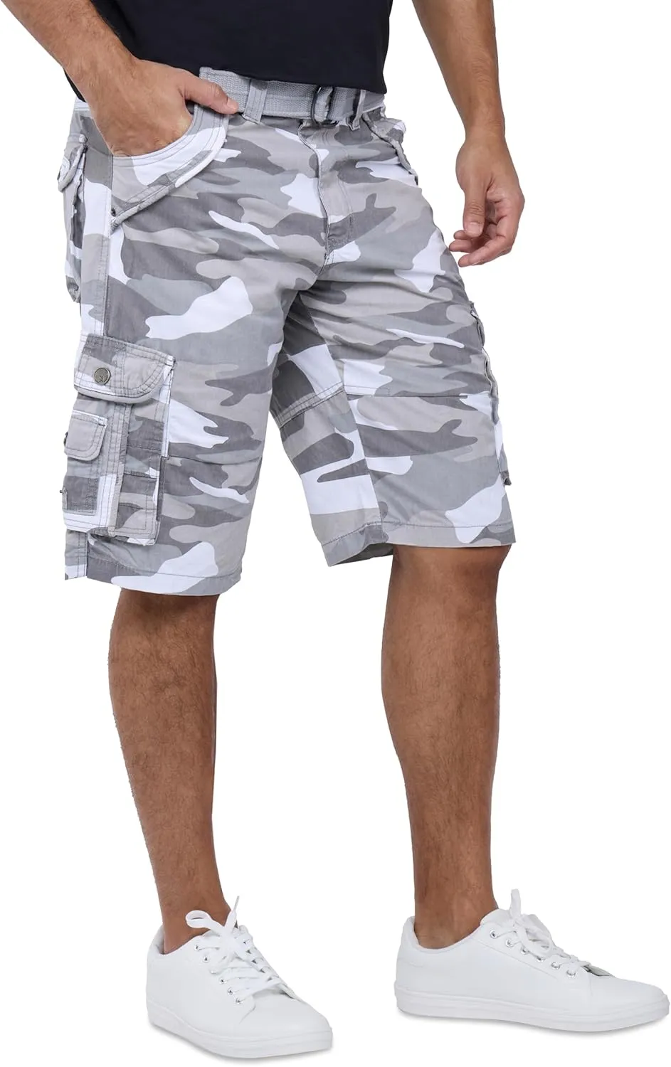 X RAY Mens Cargo Shorts Camo & Solid Colors 12.5" Inseam Knee Length Classic Fit Multi Pocket (Big and Tall Shorts for Men)