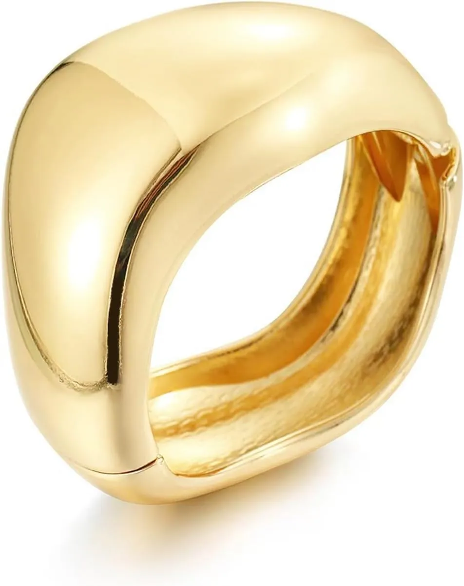 YBMYCM Chunky Gold Bangle Bracelets for Women Trendy Wide Chunky Cuff Bracelets Hammered Irregular Wrist Cuff Wrap Bracelet