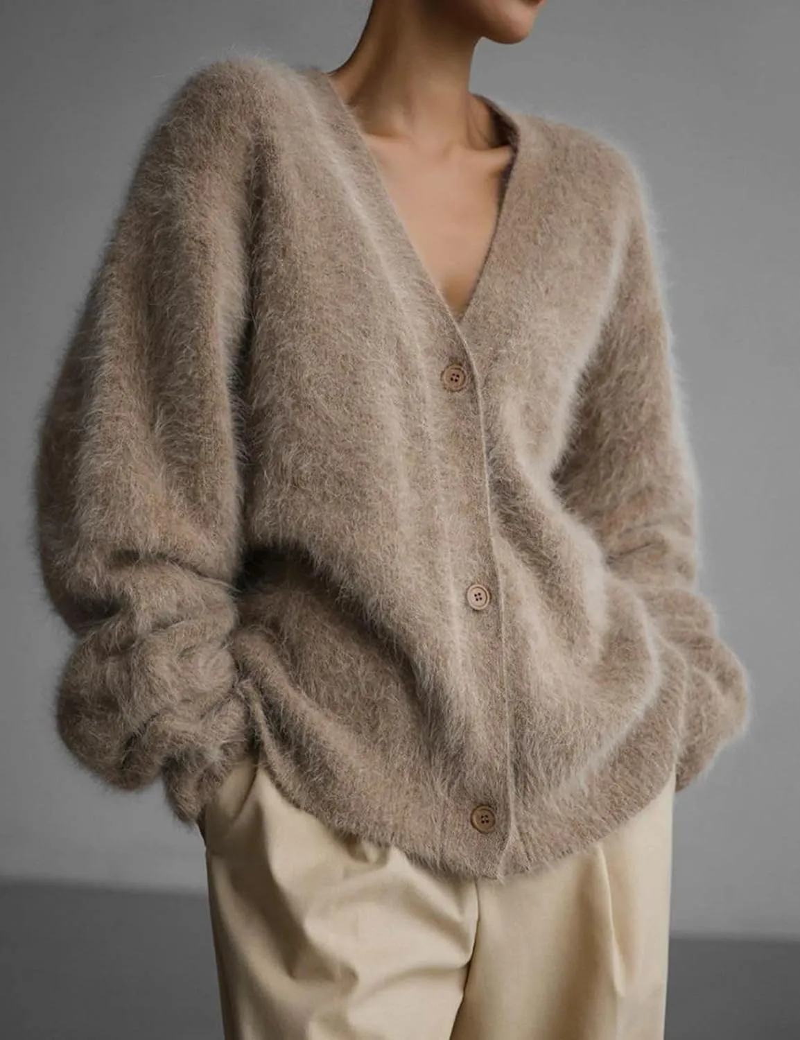 Yimoon Womens Fuzzy Cardigan Sweater V Neck Long Sleeve Button Down Slouchy Furry Knit Sweaters 2025