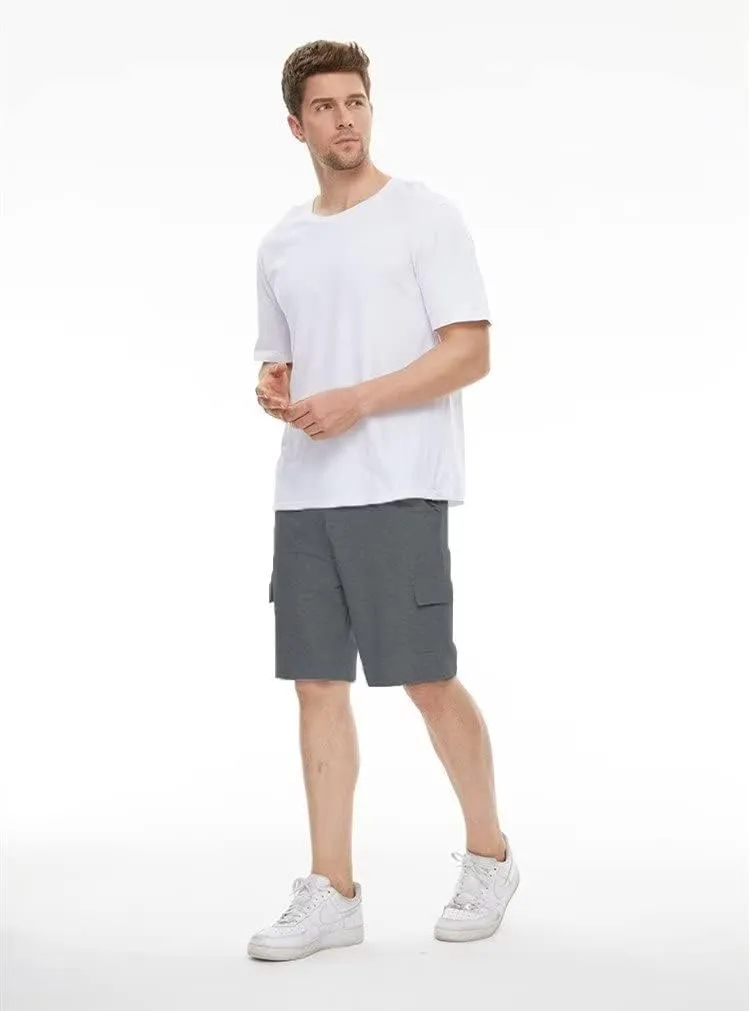 YuKaiChen Men's Casual Cargo Shorts Classic Relaxed Fit Drawstring Elastic Waist with Pockets