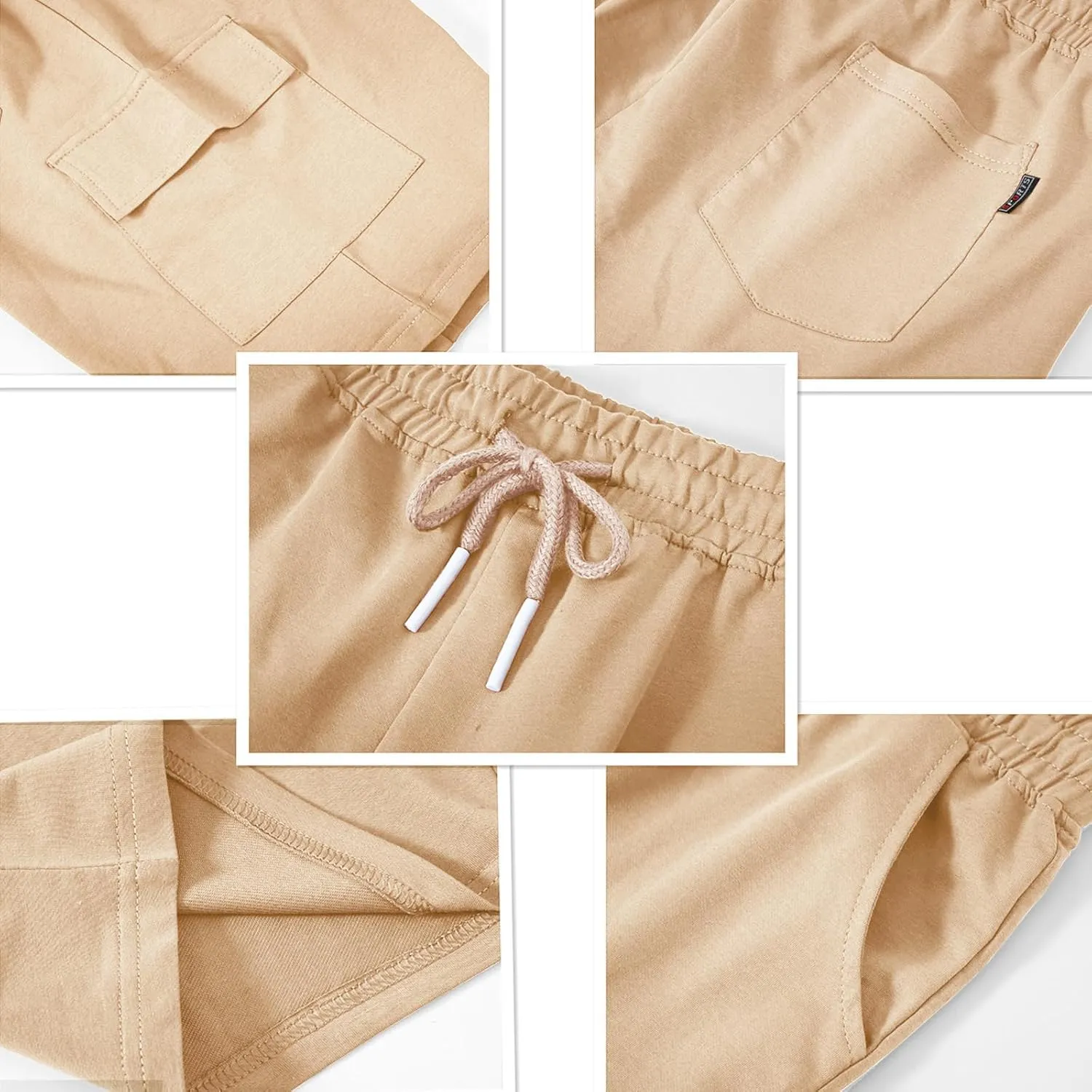 YuKaiChen Men's Casual Cargo Shorts Classic Relaxed Fit Drawstring Elastic Waist with Pockets