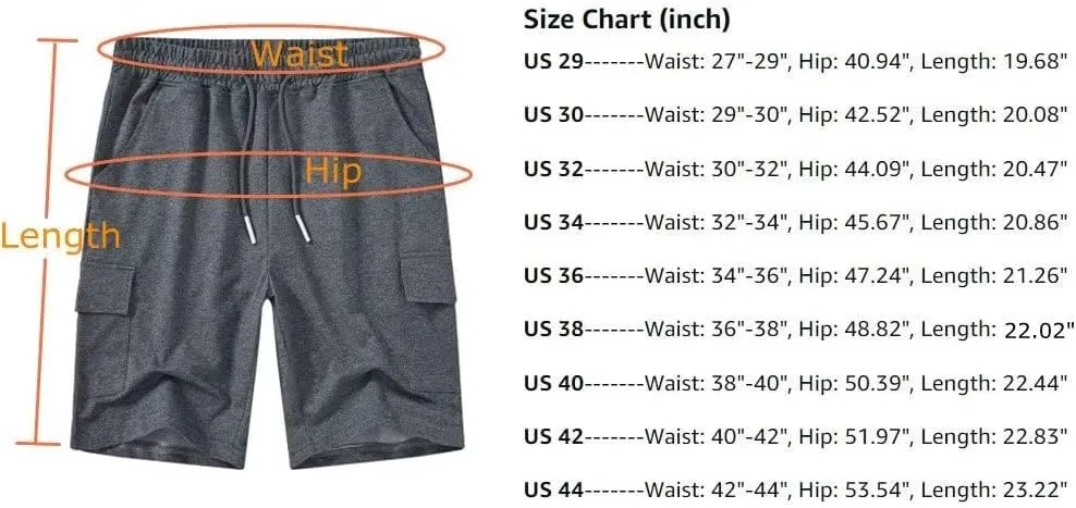 YuKaiChen Men's Casual Cargo Shorts Classic Relaxed Fit Drawstring Elastic Waist with Pockets