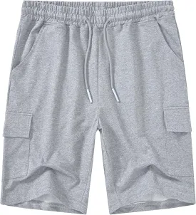 YuKaiChen Men's Casual Cargo Shorts Classic Relaxed Fit Drawstring Elastic Waist with Pockets
