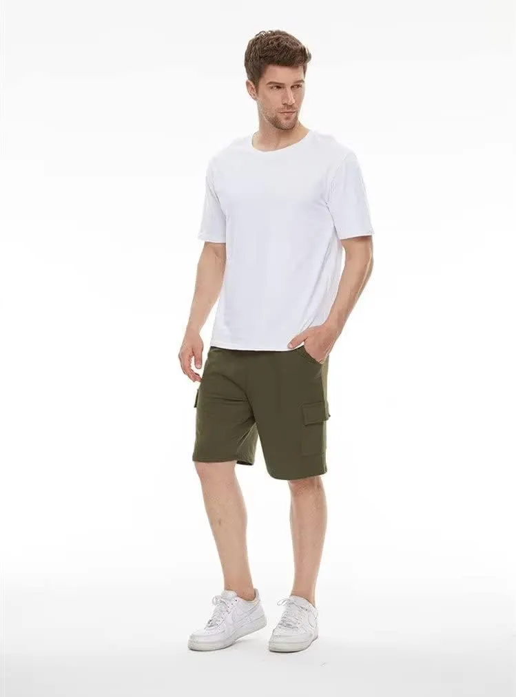 YuKaiChen Men's Casual Cargo Shorts Classic Relaxed Fit Drawstring Elastic Waist with Pockets
