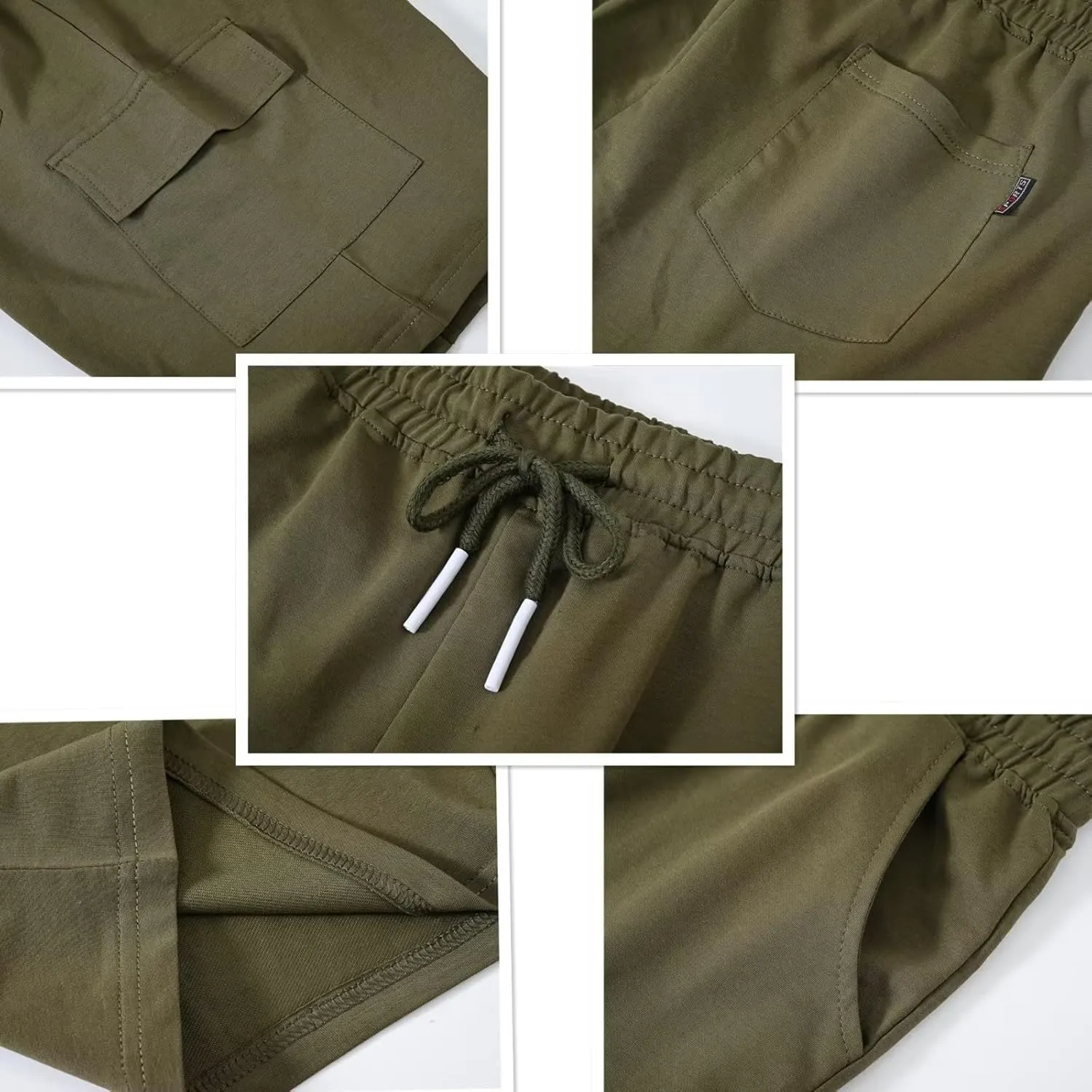 YuKaiChen Men's Casual Cargo Shorts Classic Relaxed Fit Drawstring Elastic Waist with Pockets