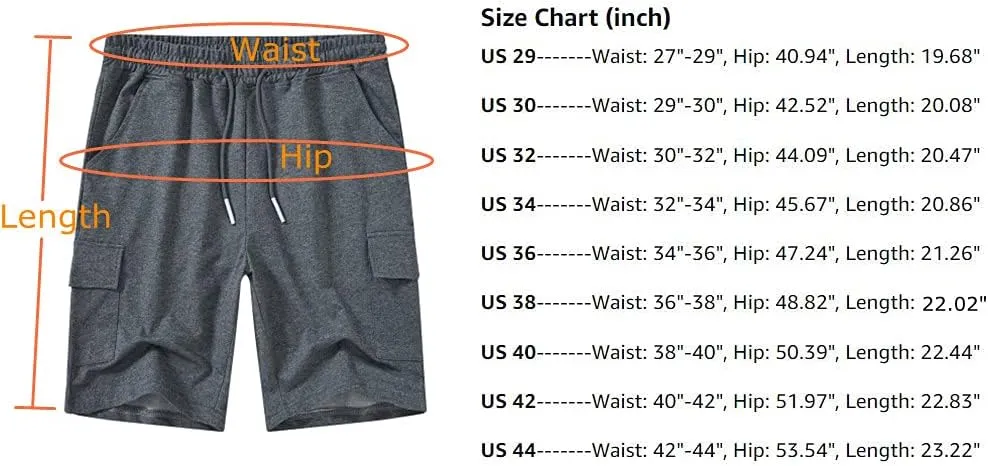 YuKaiChen Men's Casual Cargo Shorts Classic Relaxed Fit Drawstring Elastic Waist with Pockets