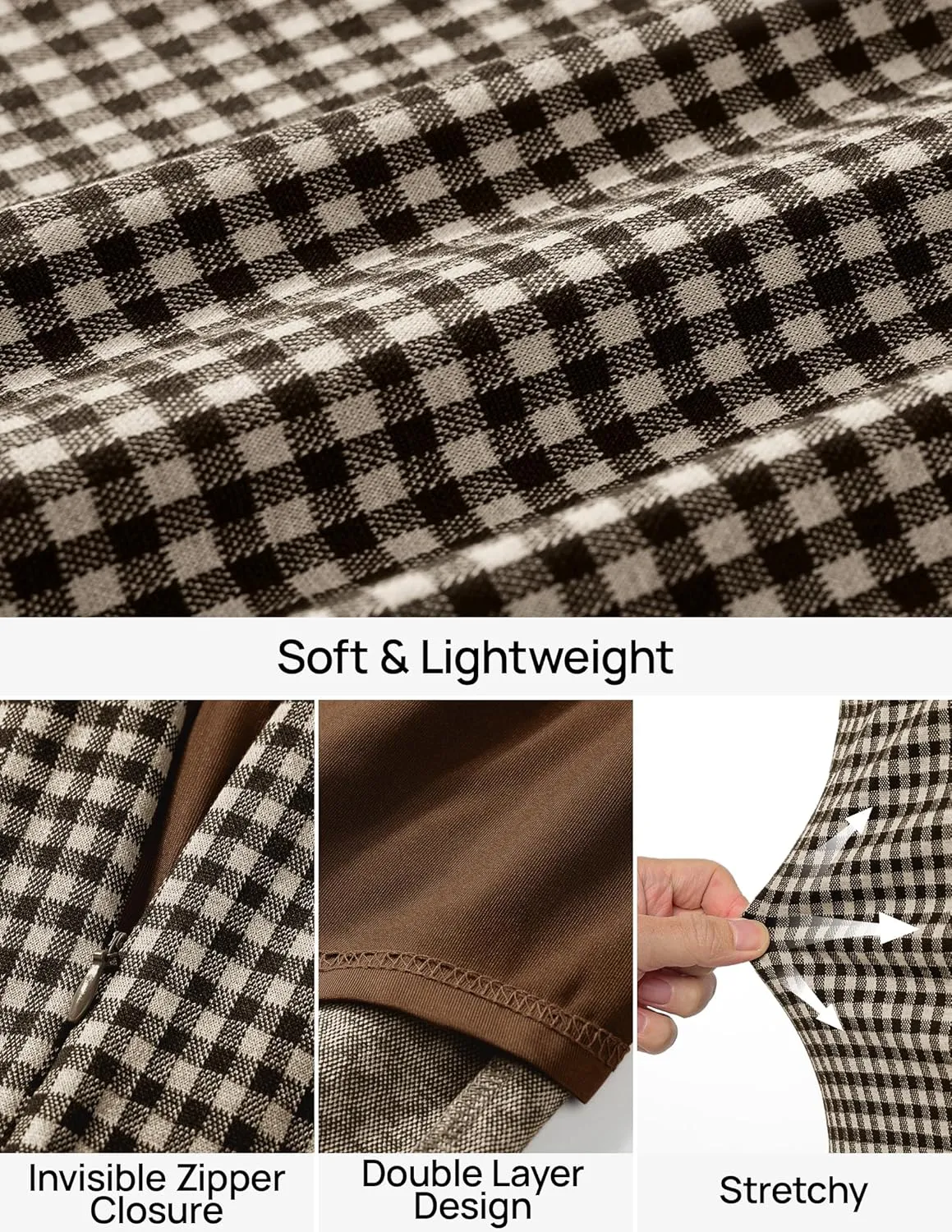 ZESICA Plaid Mini Skirt for Womens 2025 Summer High Waist A Line Bodycon Pencil Skirts Trendy